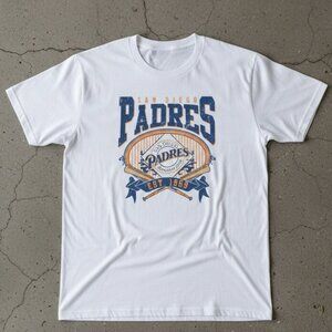 San Diego Padres Est 1969 MLB Baseball Vintage Crest Graphic Tee White